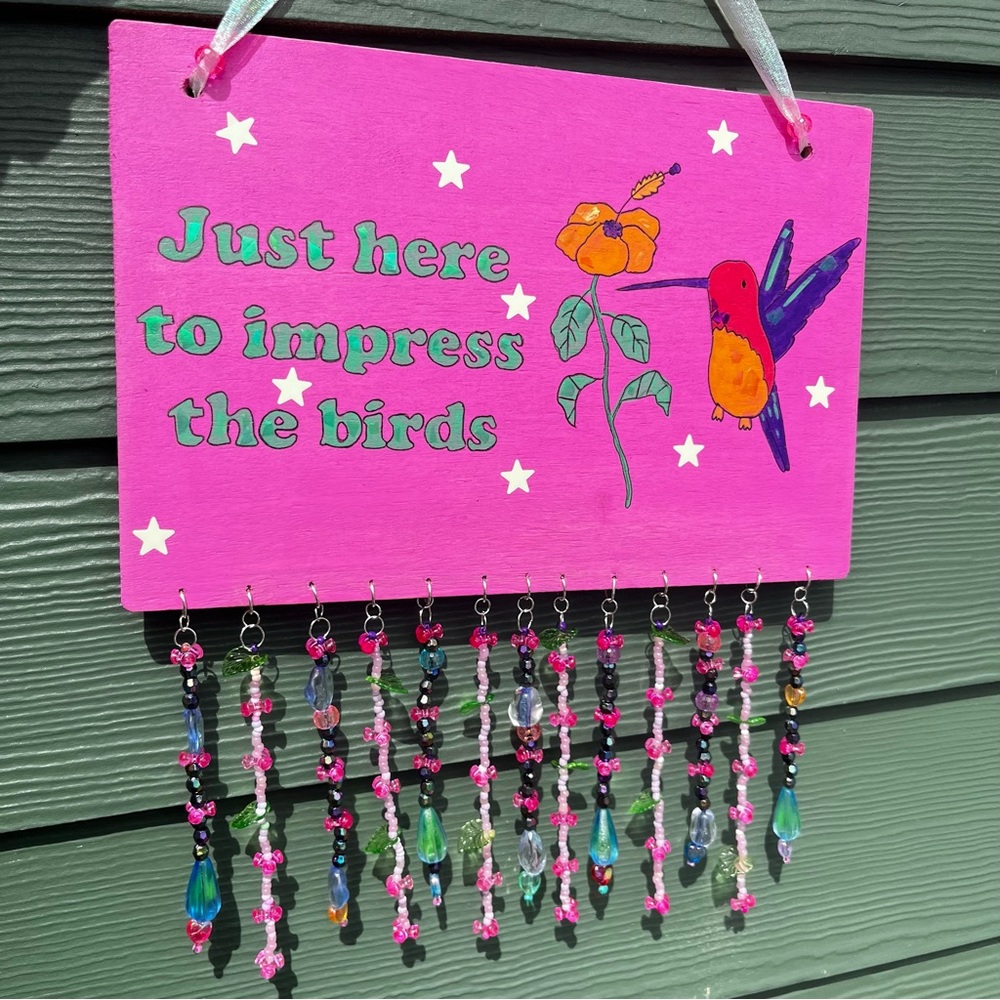 Pink Decorative Hanging Sign with Beads